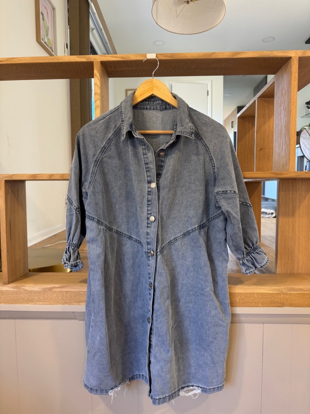 Washed Blue Denim Shirt Dress